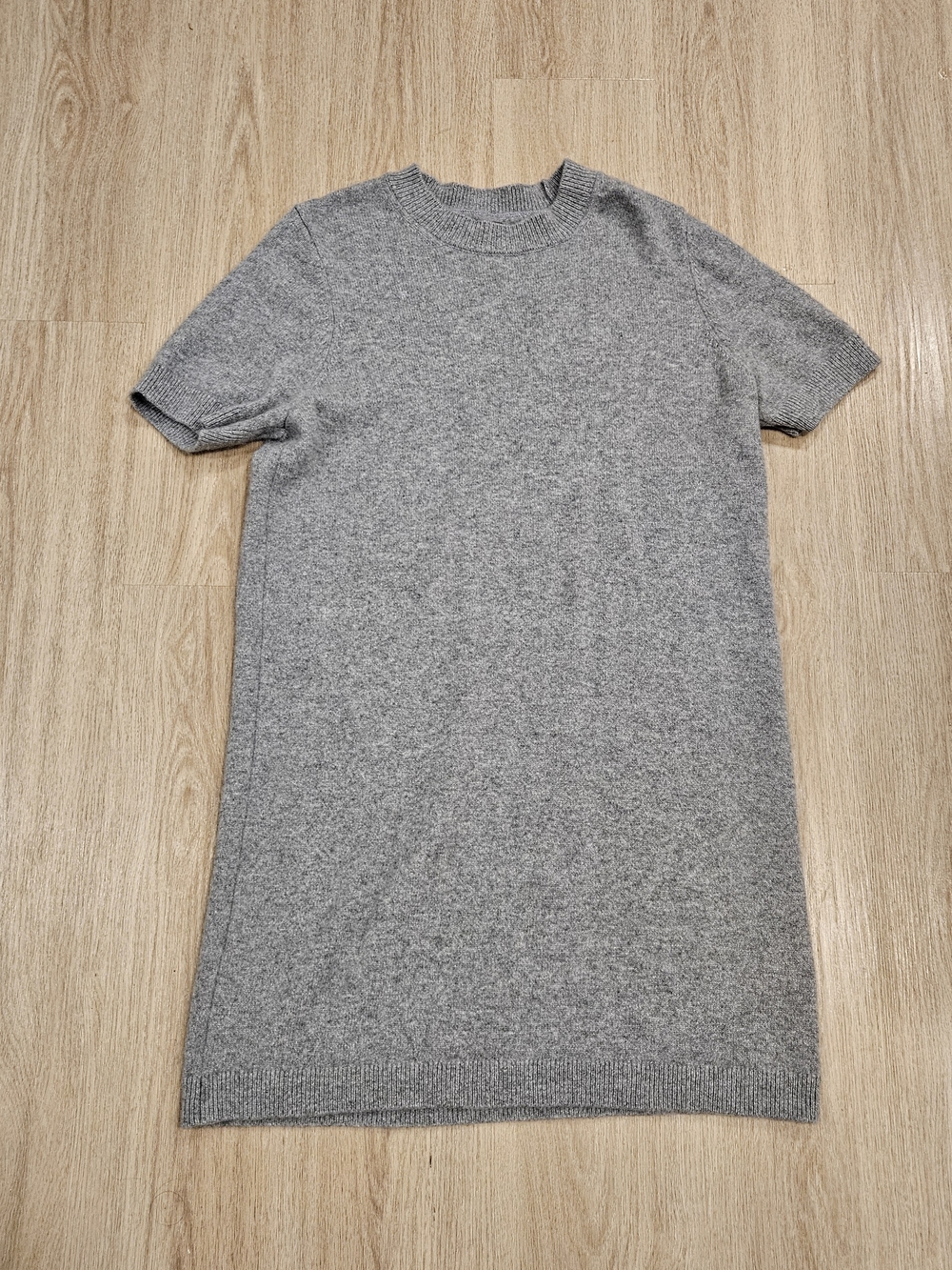 Quince 100% Mongolian Cashmere Short Sleeve Mini Dress Heather Grey Size XL